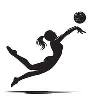 Volleyball Female player dynamic pose in black and white vector