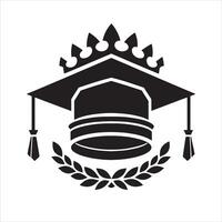 Graduation cap in black and white vector