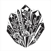 Magic Crystal illustration in black and white vector