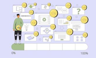 aprendizaje administración sistema. gamificación tecnología en educación. vector