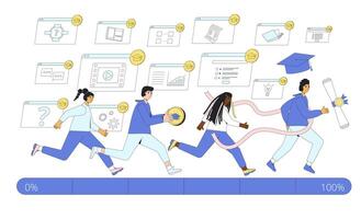 Gamification and competition in learning. illustration. vector