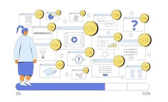 Gamification in learning. flat illustration. vector