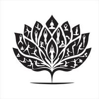 a black and white drawing of a lotus flower vector