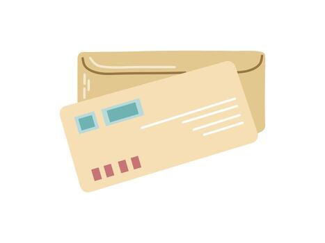 linda envío carta, sobre para enviando con matasellos aislado en blanco antecedentes. plano bosquejo de correspondencia, físico enviar y comunicación. vector