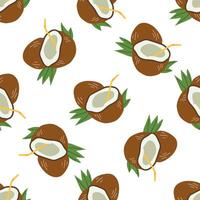 Cute hand drawn seamless pattern of whole coconut and coconut with straw. Tropic background. Perfect for invitations, greeting cards, posters, prints, banners, flyers etc. vector