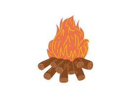 Cute hand drawn bonfire. Flat object isolated on white background. Doodle drawing. vector