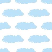 Cute hand drawn cloud seamless pattern. Flat illustration isolated on white background. Doodle drawing. vector