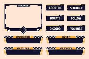 Twitch Stream Panels Overlay Frame With Dark Blue And Yellow vector