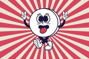 Retro Cartoon Character with Happy Face and two fingers. Design Illustration vector