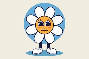 Cute flower cartoon character design illustration vector