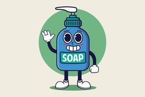 Illustration of hand sanitizer gel cartoon mascot character design vector