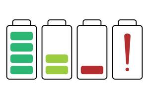 Battery charge level indicator. Set of battery charge indicators vector