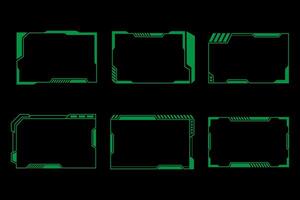 Set of green cyberpunk frames isolated on black background. illustration vector