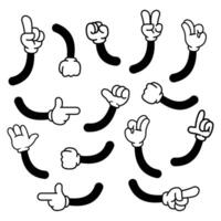 Set of hand gestures. illustration in retro cartoon style vector