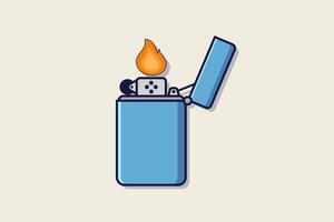 Illustration of a lighter with a flame in a flat style lighter icon vector