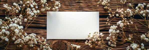 Blank Paper Surrounded by Dried Flowers photo