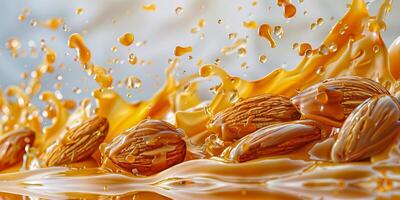 Almonds Falling Into Liquid photo