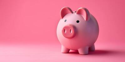Pink Piggy Bank on Vibrant Pink Background for Savings Concept photo