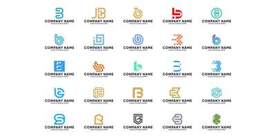 set of abstract letter B, letter B monogram for digital company, technology, consulting vector