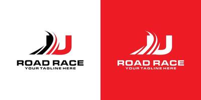 letter U and road racing logo designs, racing logos, asphalt, asphalt roads, automotive and workshops vector