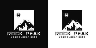 rock mountain silhouette logo design vector