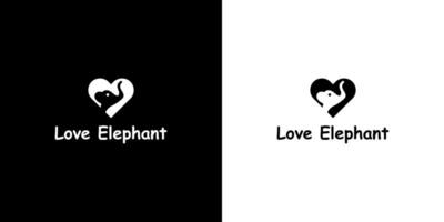 elephant and heart logo design vector