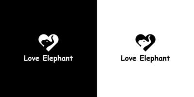 elephant and heart logo design vector