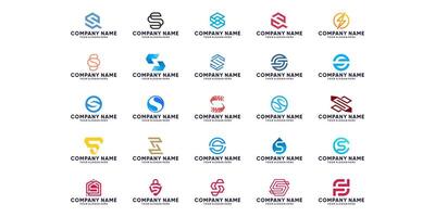 Collection of technology letter S logo designs. initial S for symbol technology, internet, system, Artificial Intelligence, and computer. modern inspiration logo design vector