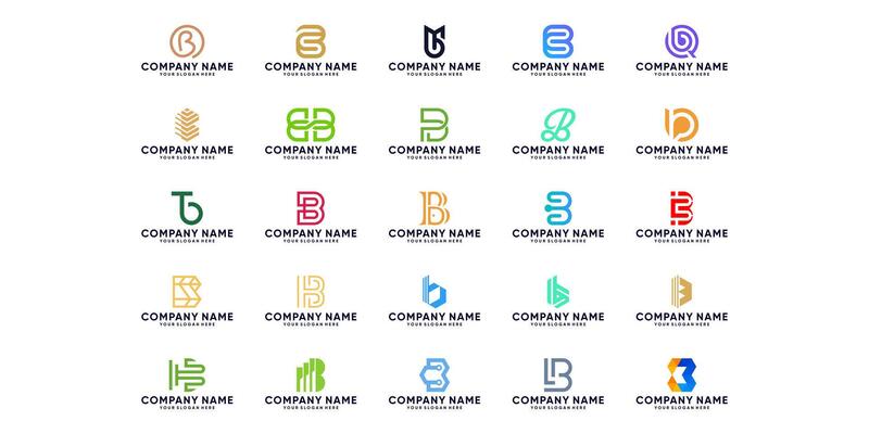 collection of letter B monogram designs, icons for digital, technology