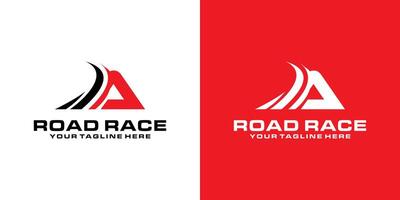 letra un y asfalto la carretera logo diseño, carreras logo, para automotor, carreras, Deportes vector