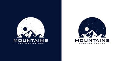 resumen montaña ver a noche logo diseño vector