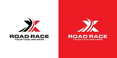 letter X and asphalt road logo design, racing logo, for automotive, racing, sports vector