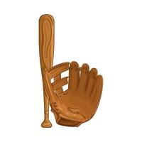 Illustration of baseball bat and gloves vector