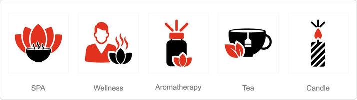 A set of 5 beauty and spa icons as spa, wellness, aromatherapy vector