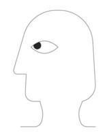 Head silhouette profile black and white 2D line cartoon object. Minimalist head shape isolated outline item. Anonymous shadow. Ancient egyptian art portrait monochromatic flat spot illustration vector