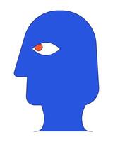 Head silhouette profile 2D linear cartoon object. Minimalist head shape isolated line element white background. Anonymous shadow. Ancient egyptian art portrait color flat spot illustration vector