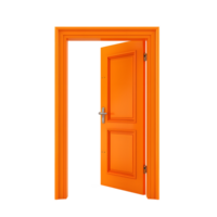 A vivid solid colored opened door isolated on a transparent background png