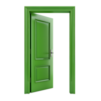 A vivid solid colored opened door isolated on a transparent background png