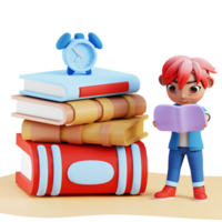 Stand With Read Book 3D Icon Illustration for Web,App, etc png