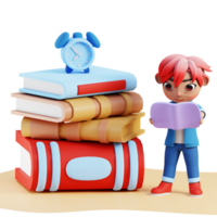 In piedi con leggere libro 3d icona illustrazione per web, app, eccetera png