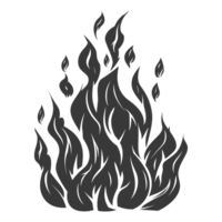 AI generated Silhouette Fire flame flare blaze black color only png