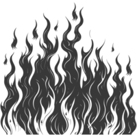 AI generated Silhouette Fire flame flare blaze black color only png