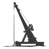 AI generated Silhouette Giant Sling Trebuchet full black color only png