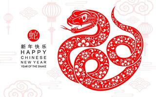 Happy chinese new year 2025 the snake zodiac sign vector