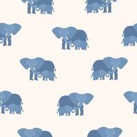 Seamless pattern with mother elephant holding its calf by trunk. Backdrop with family of funny cartoon animals on light background. illustration for fabric print, wallpaper, wrapping paper. vector