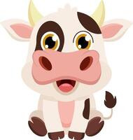 Cute Baby Cow Animal Cartoon Character vector