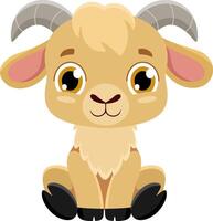 Cute Baby Goat Animal Cartoon Character vector