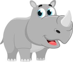 Cute Baby Rhinoceros Cartoon Character. Illustration Flat Design vector