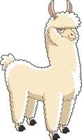 Llama Animal Cartoon Character. Hand Drawn Illustration vector