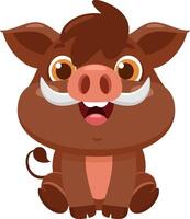 Cute Baby Boar Animal Cartoon Character. Illustration Flat Design vector